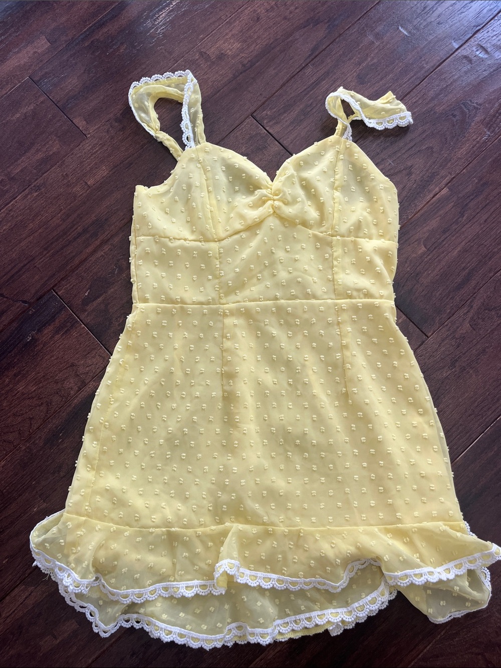 Light Yellow Ruffle Mini Dress - Picture 2 of 2